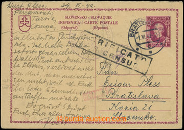 210219 - 1942 KT - ITÁLIE  dopisnice CDV7/ II. díl, Hlinka 1,50K č