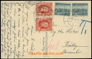 210249 - 1939 pohlednice vyfr. čs. známkou Plzeň 50h, Pof.344 (2x)