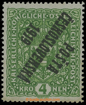 210259 -  Pof.50IPp, Coat of arms 4 Koruna light green, high size, in
