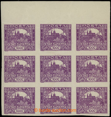 210299 -  Pof.26, 1000h violet, blk-of-9 (!) with upper margin; mint 