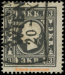 210388 - 1858 Mi.11Ib, Franz Joseph I. 3 Kreuzer black BULLDOGGENKOPF