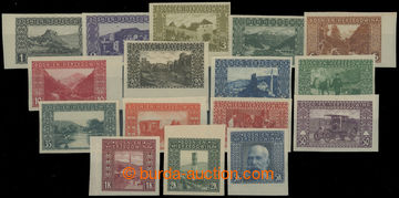 210564 - 1906 ANK.29-44U, Country 1H - 5 Koruna, IMPERFORATE, complet