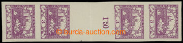210602 -  Pof.2Ms(4), 3h violet, 4-stamps. same facing folded gutter;