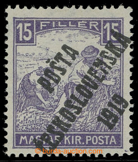 210626 -  Pof.100, White numeral(s) 15f violet, overprint type IV.; m
