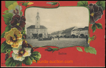 210827 - 1900 SUŠICE - náměstí s barevnou lito koláží okno s m