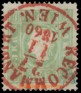 210844 - 1858 Ferch.12, Franz Joseph I. 3 Kreuzer green type II., wit