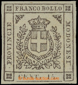 210859 - 1859 Governo Provvisorio Sass.13, Coat of arms 15C brown; ve