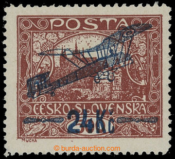 210993 -  Pof.L2A, I. provisional air mail stmp. 24Kč/500h with line