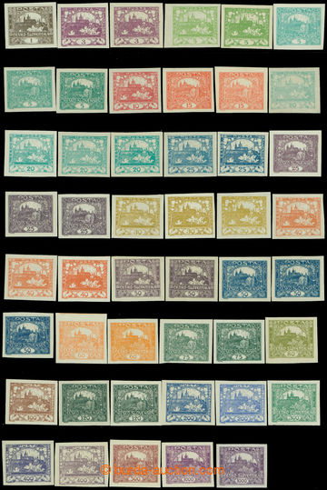 211051 -  Pof.1-26, selection of 46 stamp. 1h-1000h  in various shade