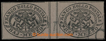211244 - 1854 Sass.1A, Coat of arms 1/2Baj violet grey, horizontal pa