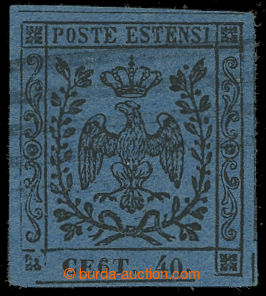 211245 - 1852 Sass.10a, Coat of arms 40C blue, printing error CEN6T i