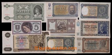 211320 - 1939-1945 Ba.46b, 48-55, sestava 9ks slovenských bankovek, 