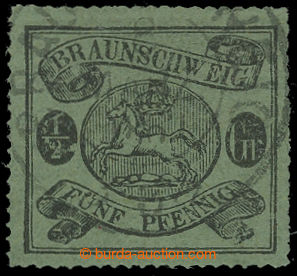 211321 - 1861-1865 Mi.10B, Coat of arms ½Gr/5Pf black / green wi
