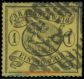211323 - 1861-1865 Mi.11B, Znak 1Sgr černá / žlutá s průpichem 1