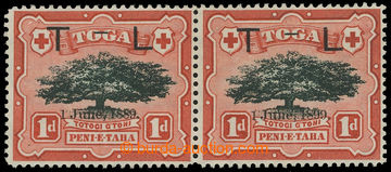 211394 - 1899 SG.54a, pair 1P black / scarlet with overprint T-L 1. J