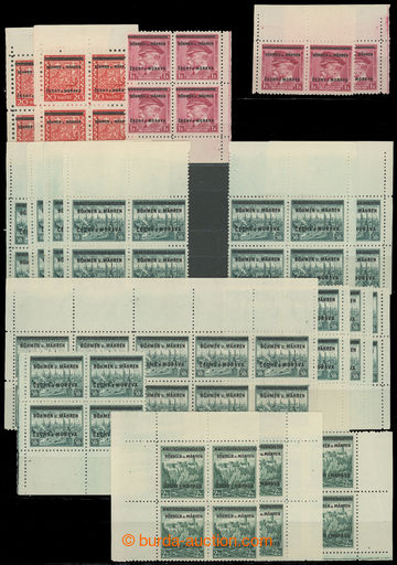 211406 - 1939 Pof.3, 7, 10, 14, sestava 15ks rohových 4-bloků, 2ks 
