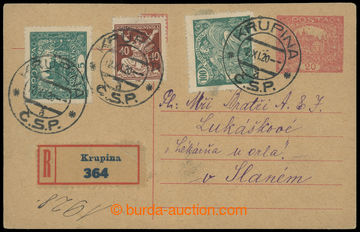 211417 - 1920 CDV22, Hradčany 20h sent as Registered in IV. postal r