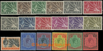 211437 - 1938-1944 SG.130-143, George VI. ½P - £1; hinged, c.v.. £