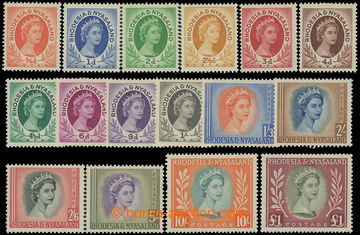 211451 - 1954-1956 SG.1-15, Elizabeth II. ½d-£1; hinged, ca