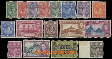 211761 -  SG.128-141, George VI. ½d-£1; complete long set; hinged, 
