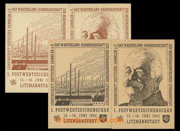 211775 - 1942 LITZMANNSTADT  set of 4 unofficial PC issued to philate