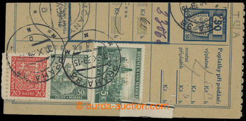 212089 - 1939 ústřižek balíkové průvodky se smíšenou frankatu