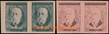 212100 - 1930 PLATE PROOF  80. birthday T. G. Masaryk 2CZK green and 