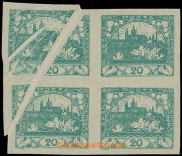 212369 -  Pof.8 production flaw, 20h blue-green, block of four with s