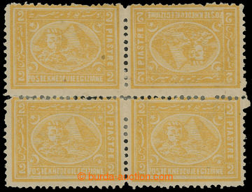 212402 - 1874 SG.39ca, block of four Pyramids 2Pia yellow 13 1/2 x 12