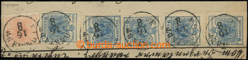 212423 - 1850 Ferch.3, 5, cut square 1x Coat of arms 3 Kreuzer + 5x 9