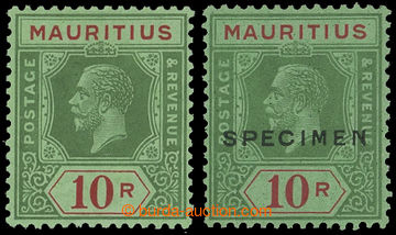 212429 - 1913-1922 SG.204c, 204ds, George V. 10Rp red / emerald, set 