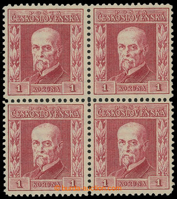 212814 - 1925 Pof.194II, Rytina 1Kč červená, 4-blok II. typu s pr