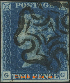 212931 - 1840 SG.5, TWO PENCE BLUE, blue letters G-G; nice shade and 