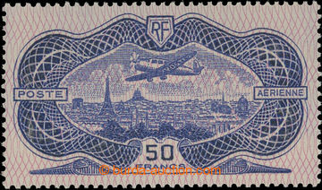 212980 - 1936 Mi.321, Letadlo nad Paříží, tzv. bankovka 50Fr fial