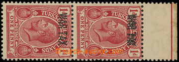 213002 - 1917 SG.143h, pair George V. WAR TAX 1P, at top DOUBLE OVERP