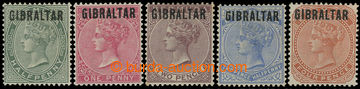 213007 - 1886 SG.1-5, Victoria - BERMUDA 1/2P-4P, with overprint GIBR