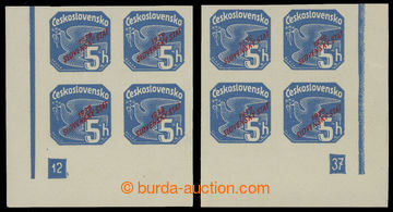 213038 - 1939 Sy.NV2, 5h modrá, pravý a levý dolní rohový 4-blok