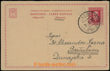 213051 - 1939 CDV36, response part from parallel Czechosl. double PC 