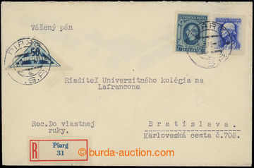 213059 - 1943 Reg letter to vlasních by hand, franked by stmp Sy.31,