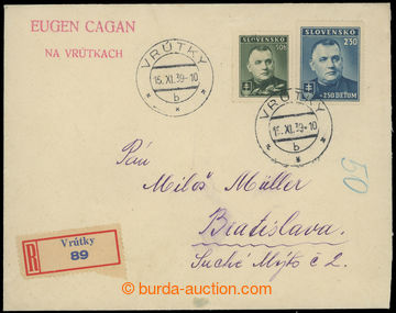 213064 - 1939 R-dopis vyfr. mj. příplatkovou zn. Tiso 2,50Ks, Sy.45
