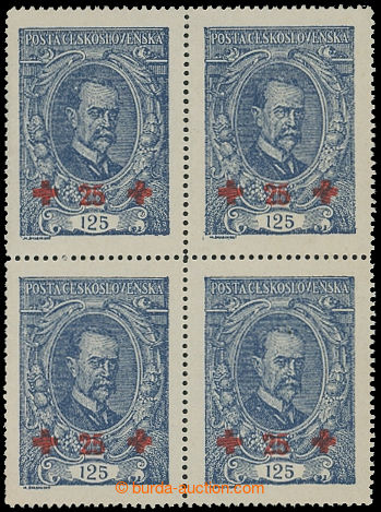 213233 -  Pof.172 ST, T. G. Masaryk 125h blue, block of four, types I