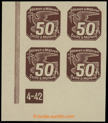 213281 - 1939 Pof.NV8, 50h hnědá (I. vydání), levý levý rohový