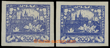 213371 -  Pof.22a+b, 200h violet-blue + 200h blue; both stamps lightl