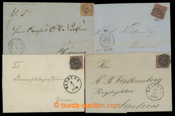213444 - 1853-1854 4 letters with Mi.1, FIRE RBS, Thiele Printing, va