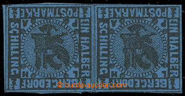 213471 - 1861 Mi.1b Coat of arms 1/2S black / blue, VF pair; cat. 700