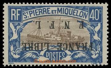 213514 - 1941 SG.250a, Ship 40C blue / brown, FRANCE - LIBRE - overpr
