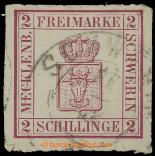 213698 - 1864 Mi.6a, Coat of arms 2Sh magenta CDS SCHWERIN; very fine