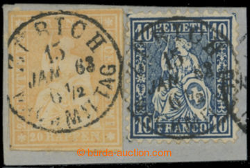 213736 - 1863 Mi.16IIB+23, mixed franking 20Rp Strubel imperforated a