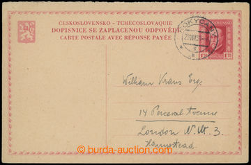214057 - 1939 souběžná čs. dopisnice pro cizinu, TGM 1,50Kč karm