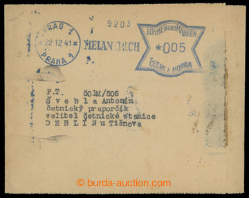 214125 - 1941 celá novinová páska s modrým frankotypem MELANTRICH
